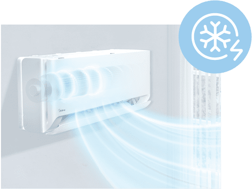 Šilumos siurblys Midea BREEZELESS E 3.6/3.8kW MSCB1BU-12HRFN8 / MOX103-12HFN8 2 Midea Breezeless E cool flash