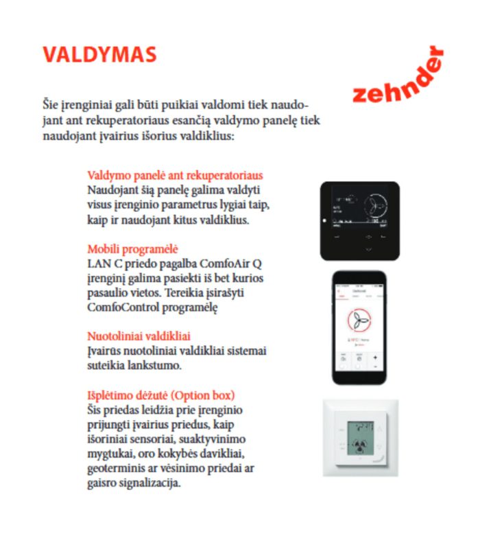 Rekuperatorius Zehnder ComfoAir Q 450 ERV TR plokštelinis entalpinis 8